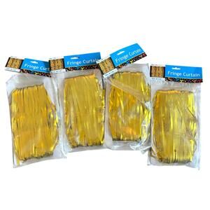 Lot of 4 Metallic Gold Fringe Curtains 36" x 96" Back Drop Party Decorations